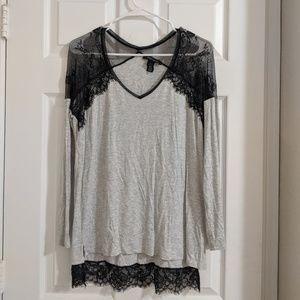 White House Black Market Lace Tee Size Small